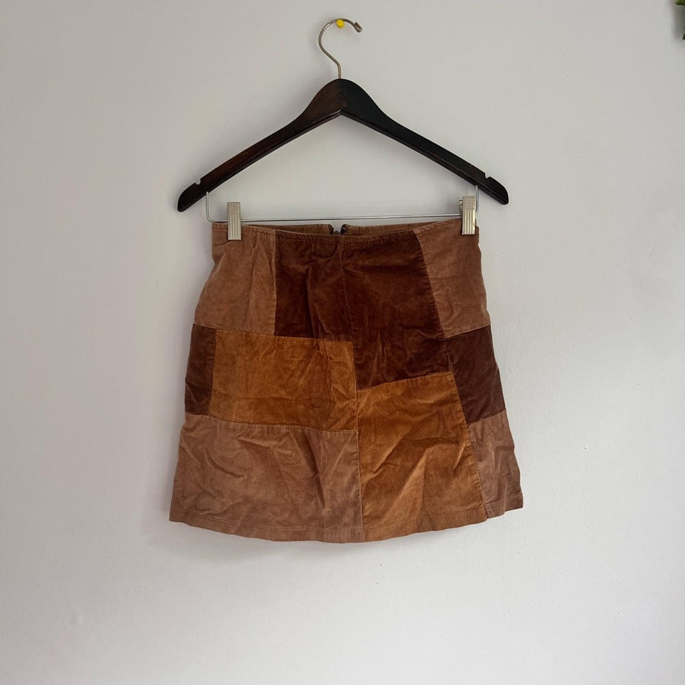 Hollister Patchwork Corduroy Skirt in Brown